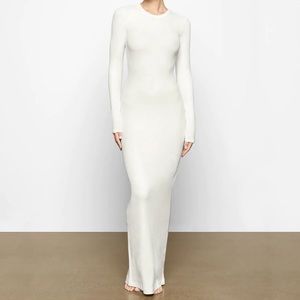 SKIMS white ribbed long sleeve maxi dress small